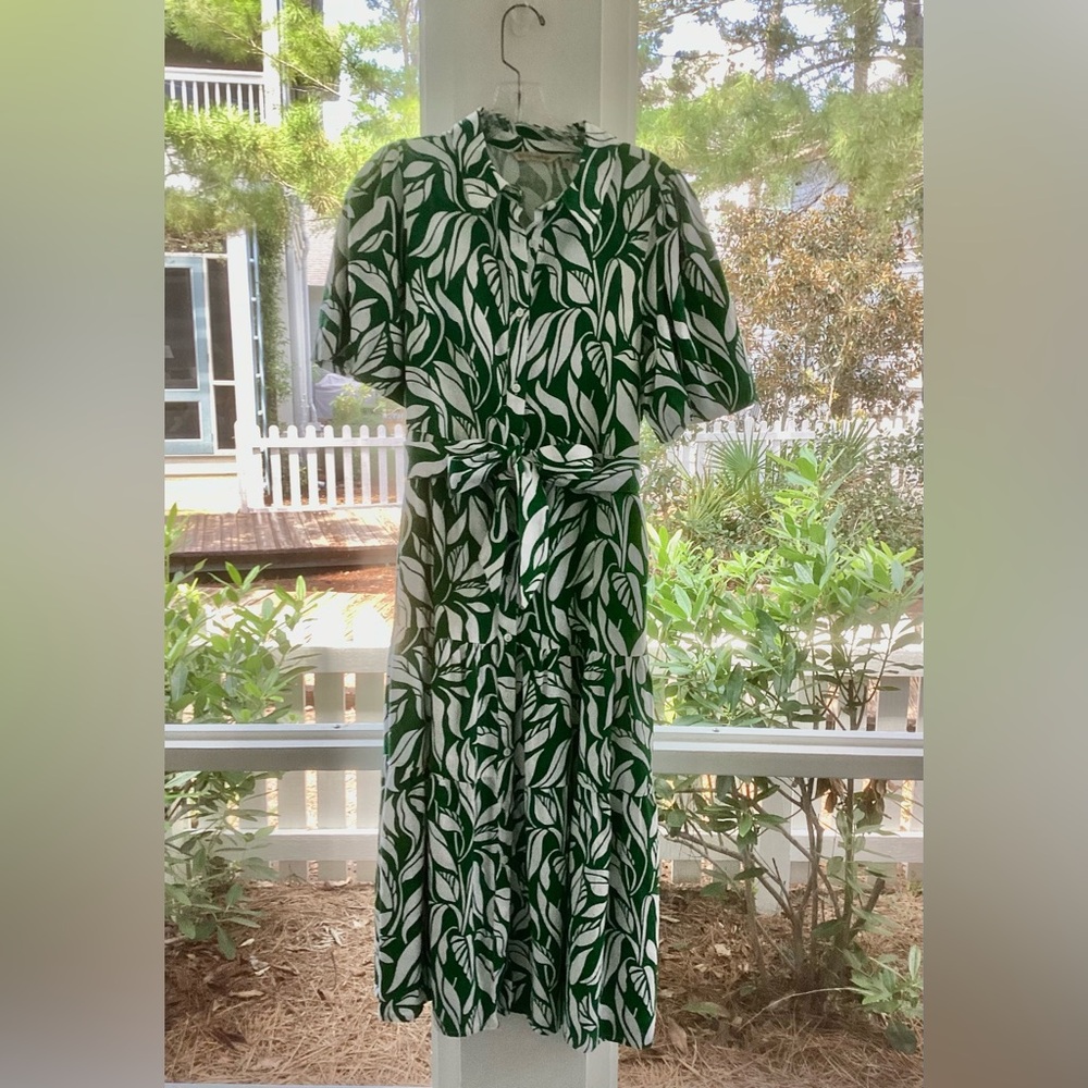 Soft Surroundings Green Botanical Midi Dress